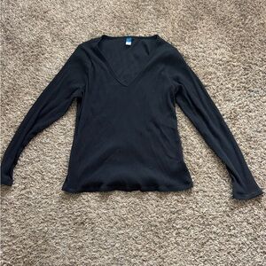 Old Navy Black Long Sleeve V-Neck Top